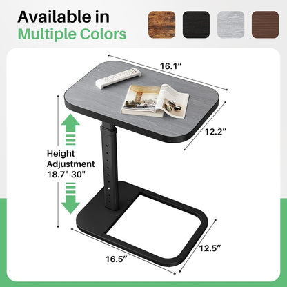 Adjustable Height C-Shaped End Table & Sliding TV Tray Couch Table