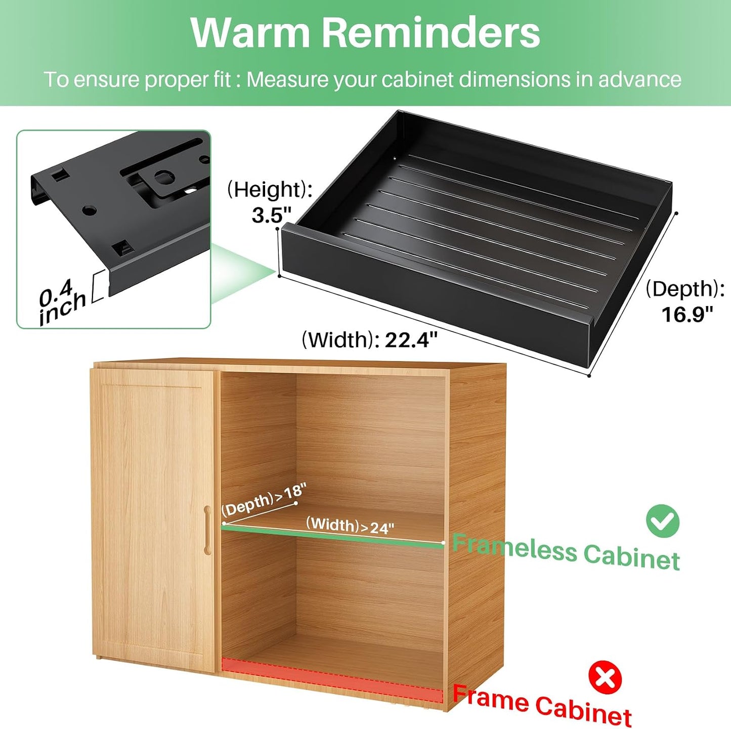 Heavy Duty Full-Extension Slide Out Cabinet Organizer with Nano Adhesive