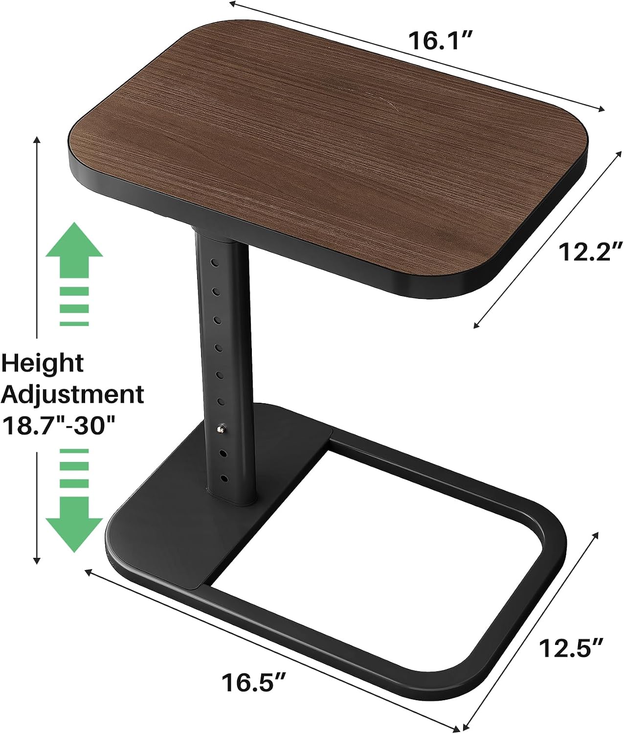 Adjustable Height TV Tray Table & C-Shaped Couch Snack Table