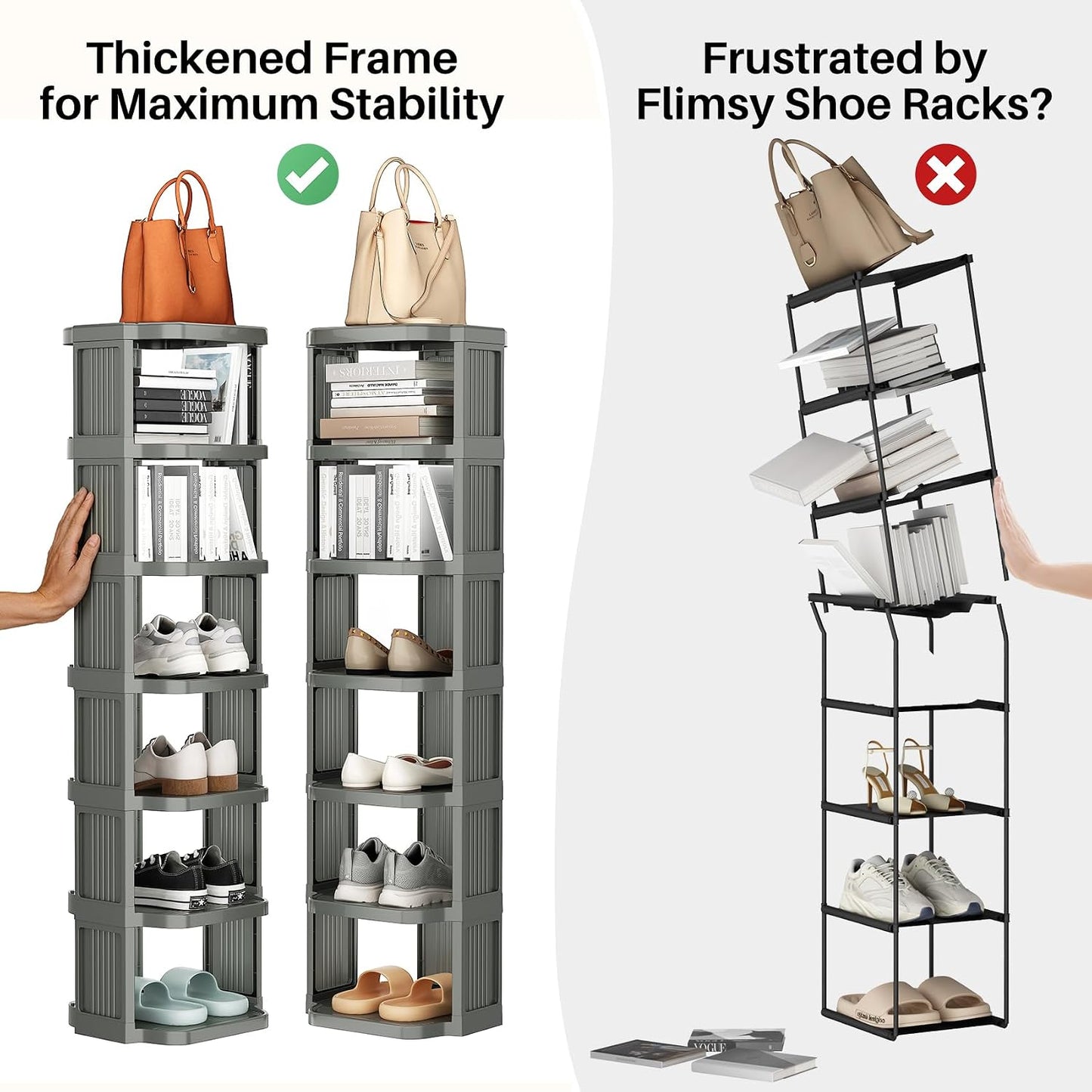 Vertical Stackable Shoe Rack & Narrow Closet Storage Organizer