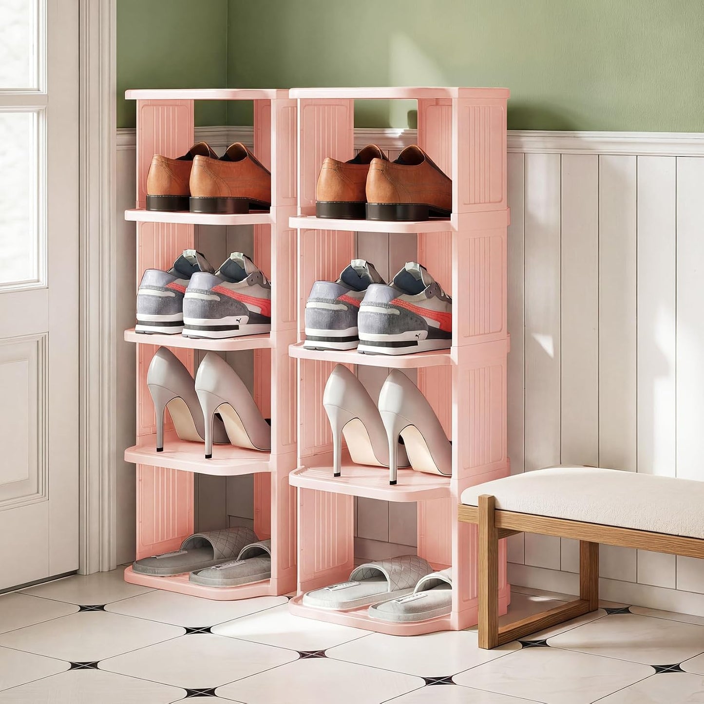 Vertical Stackable Shoe Rack & Narrow Closet Storage Organizer