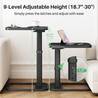 Adjustable Height TV Tray Table & C-Shaped Couch Snack Table