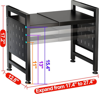 Expandable 2-Tier Microwave Stand & Heavy Duty Countertop Storage Rack