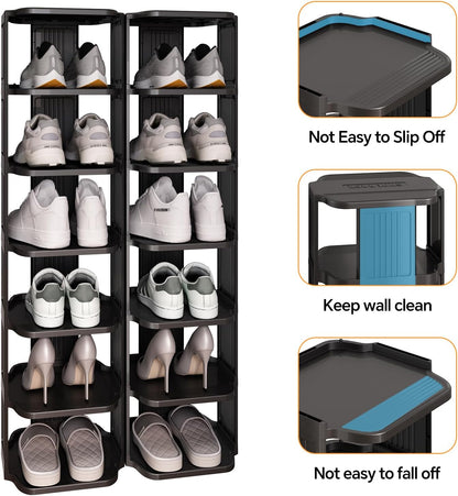 Vertical Stackable Shoe Rack & Narrow Closet Storage Organizer