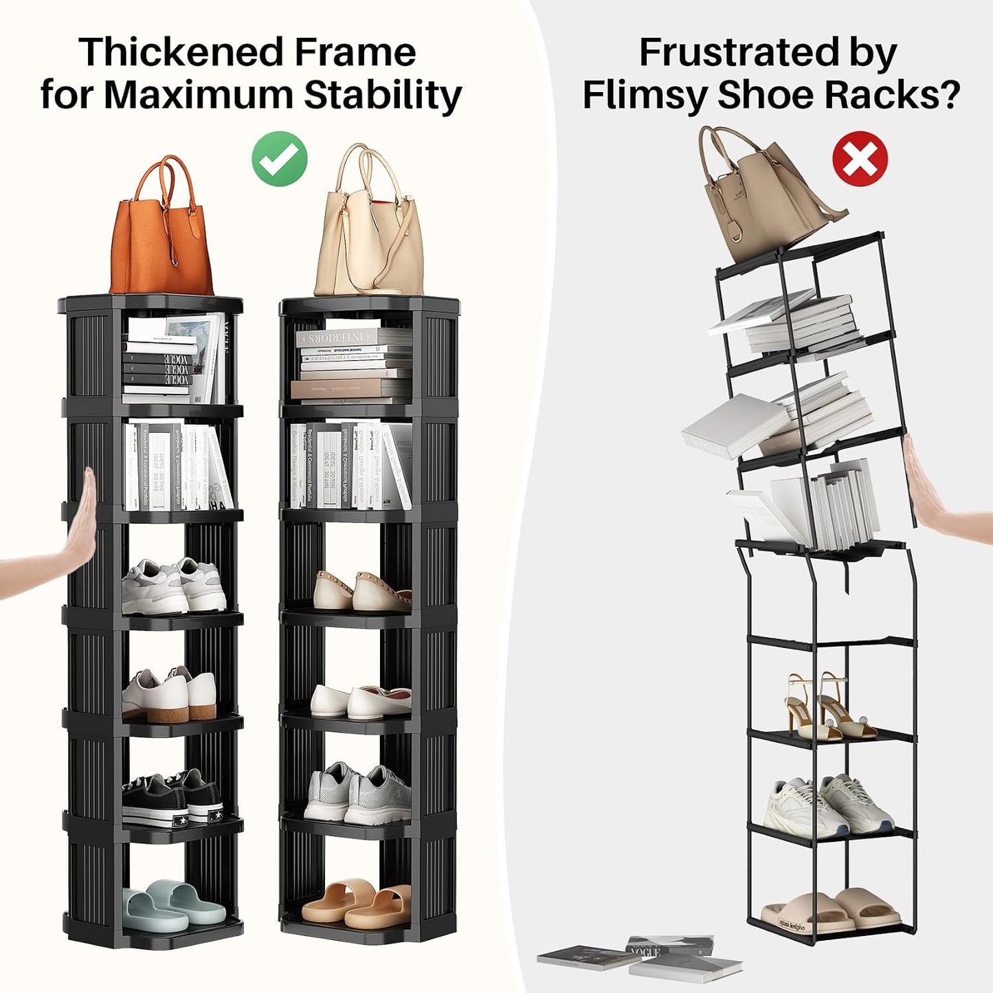 Vertical Stackable Shoe Rack & Narrow Closet Storage Organizer