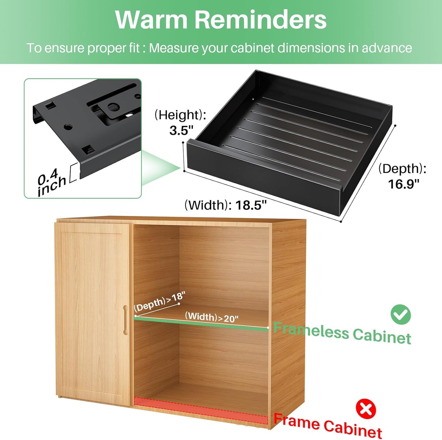 Heavy Duty Full-Extension Slide Out Cabinet Organizer with Nano Adhesive
