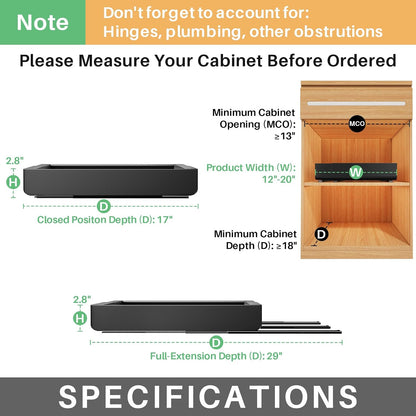 Expandable Stainless Steel Pull Out Cabinet Organizer & Slide Out Drawer