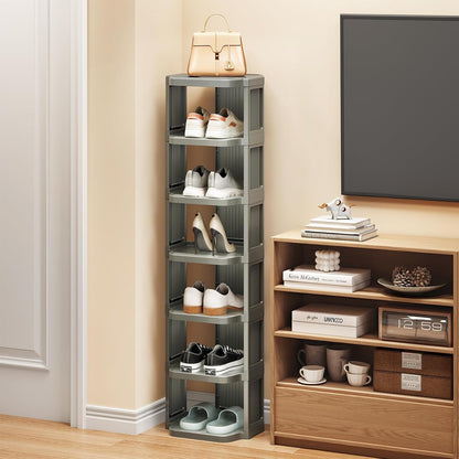 Vertical Stackable Shoe Rack & Narrow Closet Storage Organizer