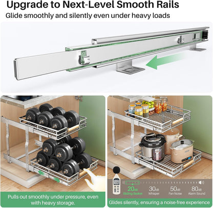 2-Tier Full-Extension Pull Out Cabinet Organizer for Pots and Pans