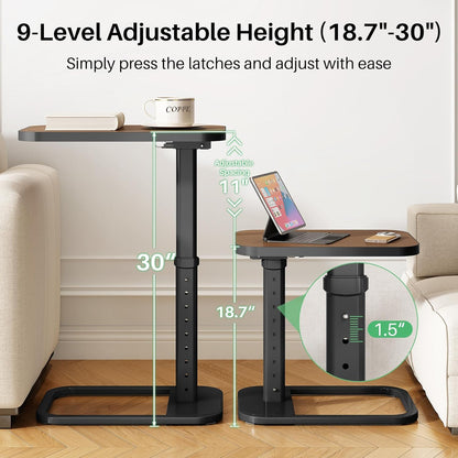 Adjustable Height TV Tray Table & C-Shaped Couch Snack Table