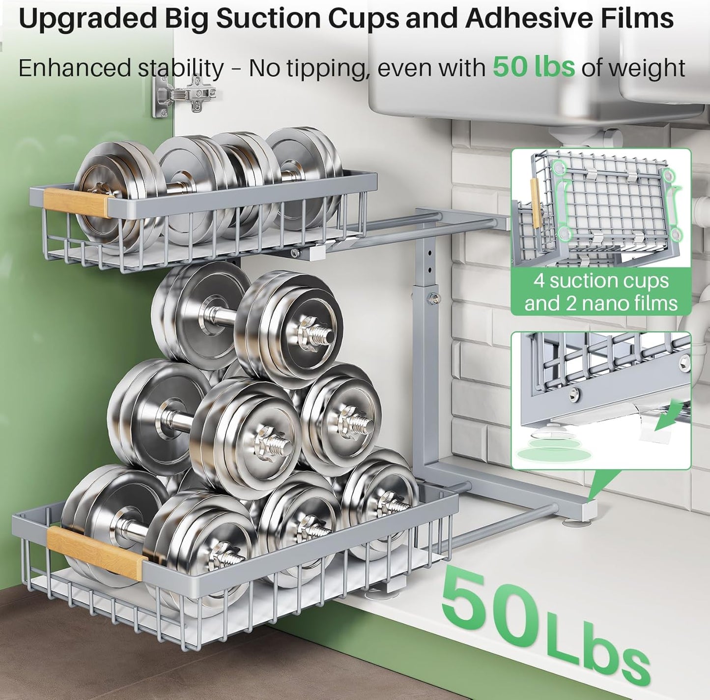 2-Tier Slide Out Under Sink Organizer & Cabinet Storage
