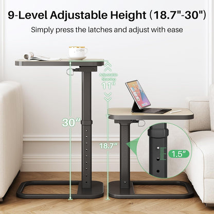 Adjustable Height TV Tray Table & C-Shaped Couch Snack Table