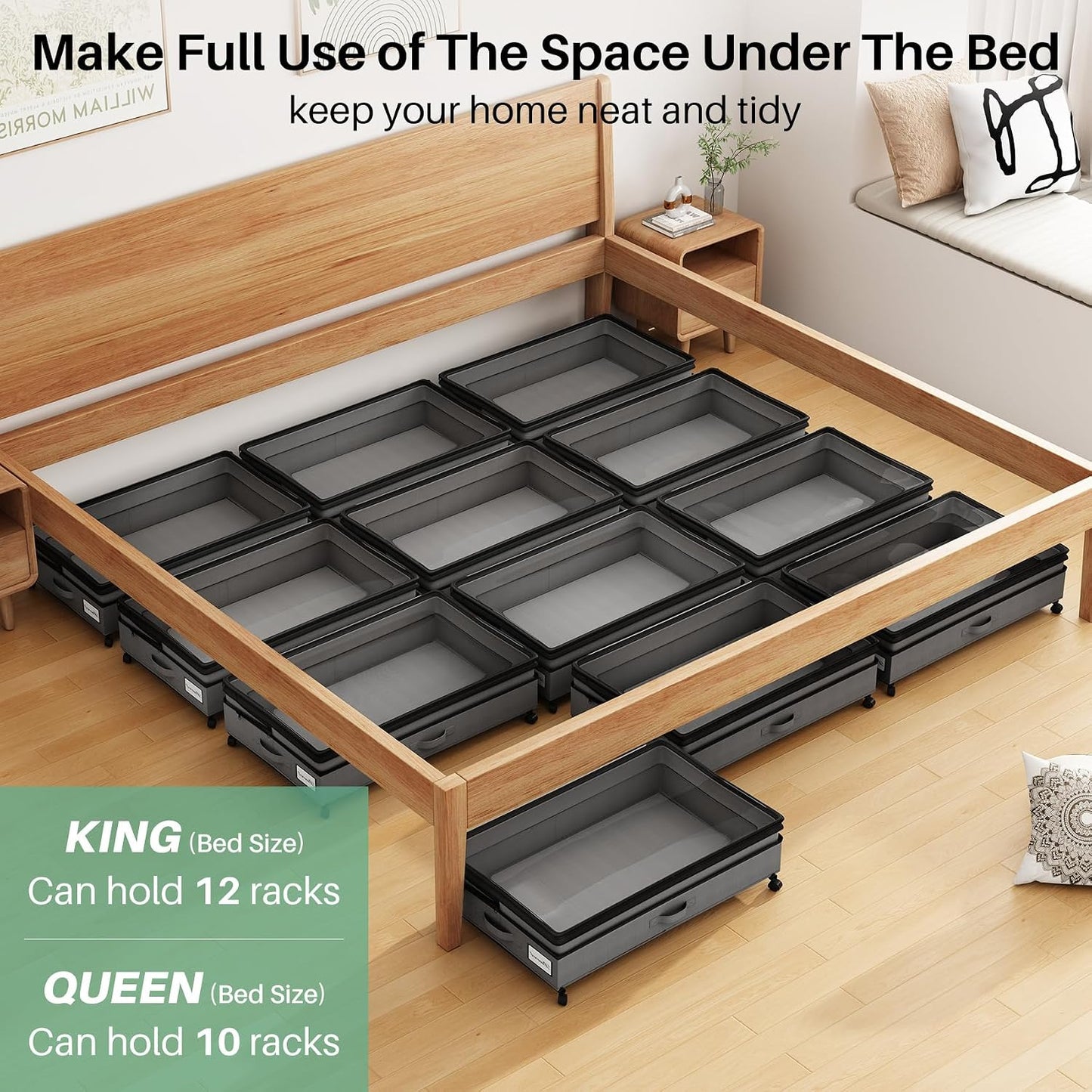 Height-Adjustable Under Bed Storage Containers with Wheels