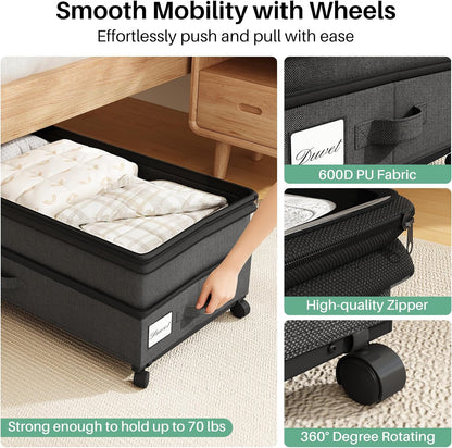 Height-Adjustable Under Bed Storage Containers with Wheels