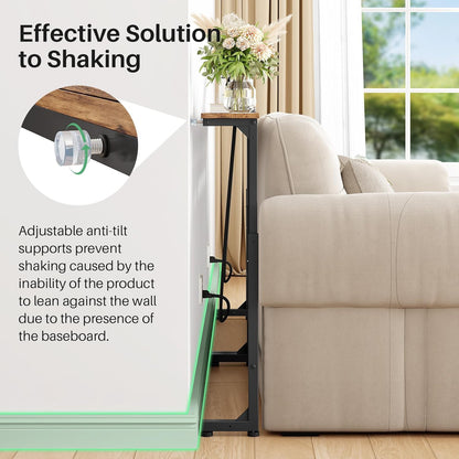 Adjustable Height Narrow Sofa Table with Charging Station & Modular Design