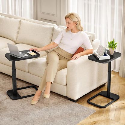 Adjustable Height C-Shaped End Table & Sliding TV Tray Couch Table