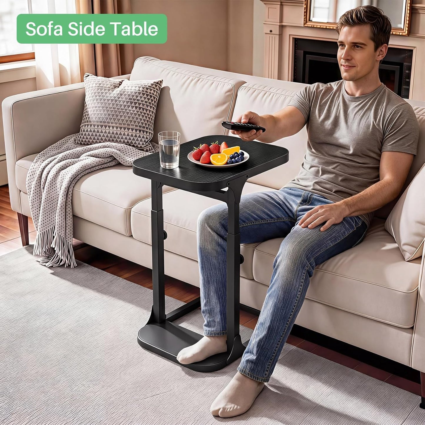 Height Adjustable End Table & Portable TV Tray Desk
