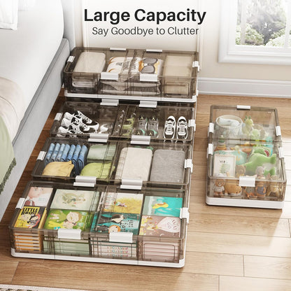 Foldable & Stackable Plastic Under Bed Storage Containers with Wheels