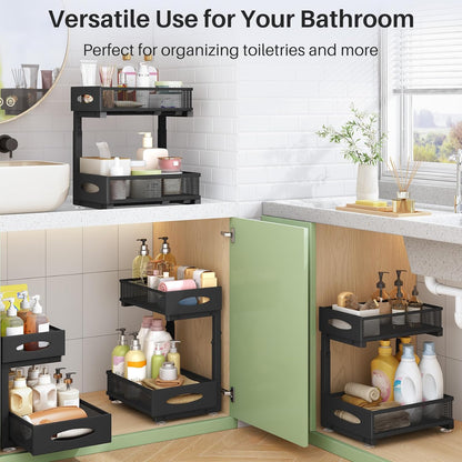 2-Tier Mesh Slide Out Under Sink Organizer & Cabinet Storage