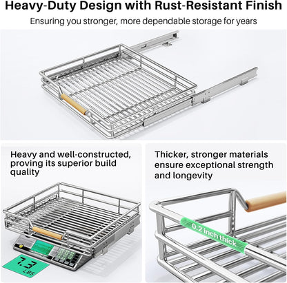 2-Tier Full-Extension Pull Out Cabinet Organizer for Pots and Pans
