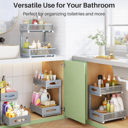 2-Tier Mesh Slide Out Under Sink Organizer & Cabinet Storage