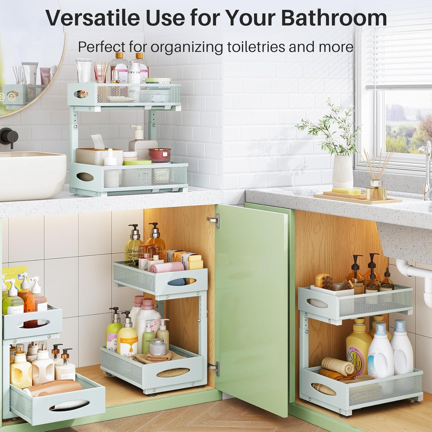 2-Tier Mesh Slide Out Under Sink Organizer & Cabinet Storage