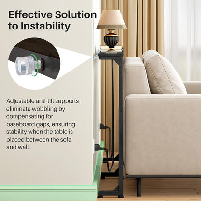 Adjustable Height Narrow Sofa Table with Charging Station & Modular Design