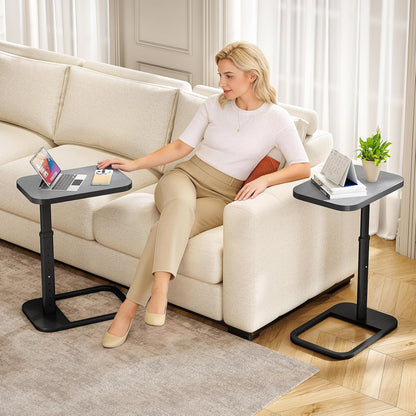 Adjustable Height C-Shaped End Table & Sliding TV Tray Couch Table