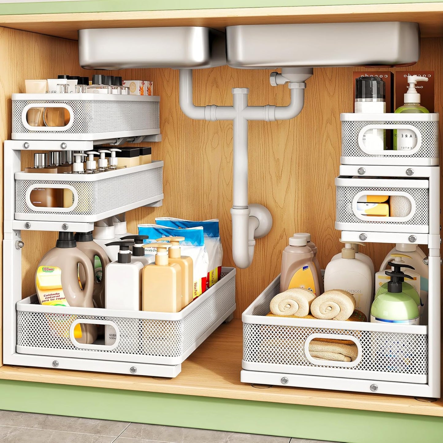 3-Tier Height Adjustable Slide Out Under Sink Organizer & Cabinet Storage