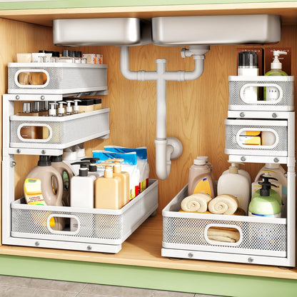 3-Tier Height Adjustable Slide Out Under Sink Organizer & Cabinet Storage