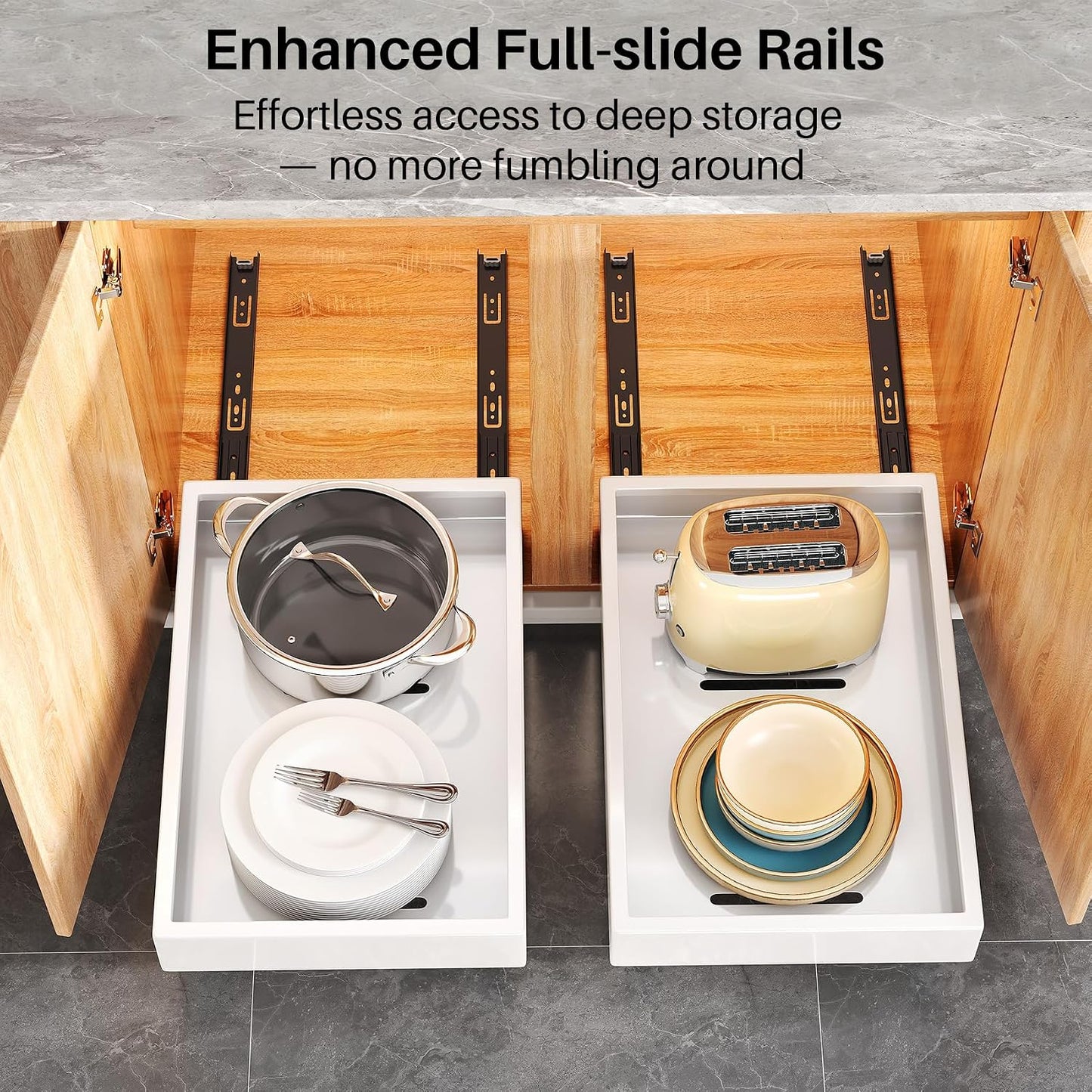 Heavy Duty Full-Extension Slide Out Cabinet Organizer with Nano Adhesive