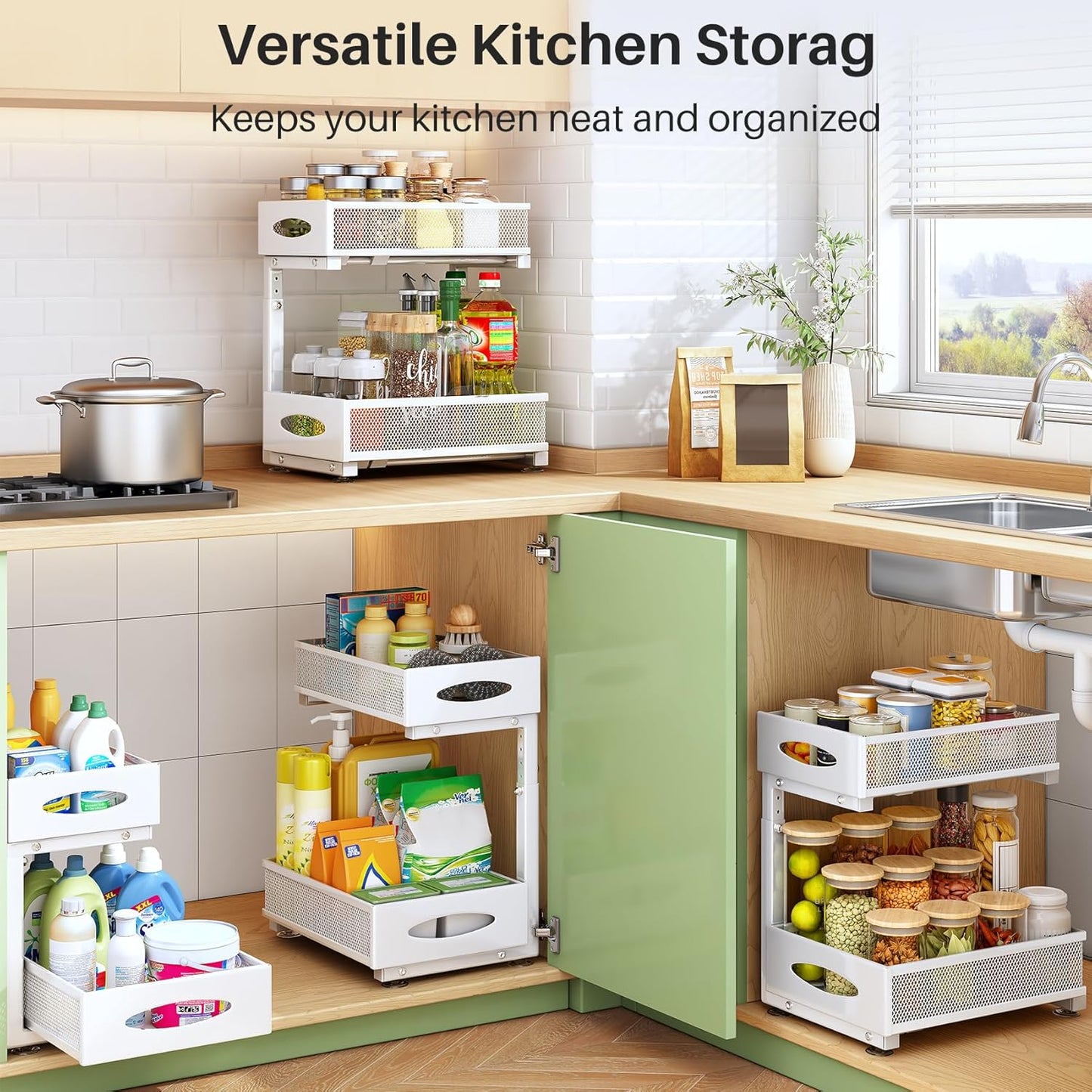 2-Tier Mesh Slide Out Under Sink Organizer & Cabinet Storage
