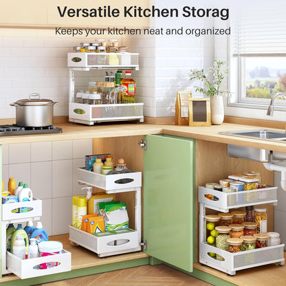 2-Tier Mesh Slide Out Under Sink Organizer & Cabinet Storage