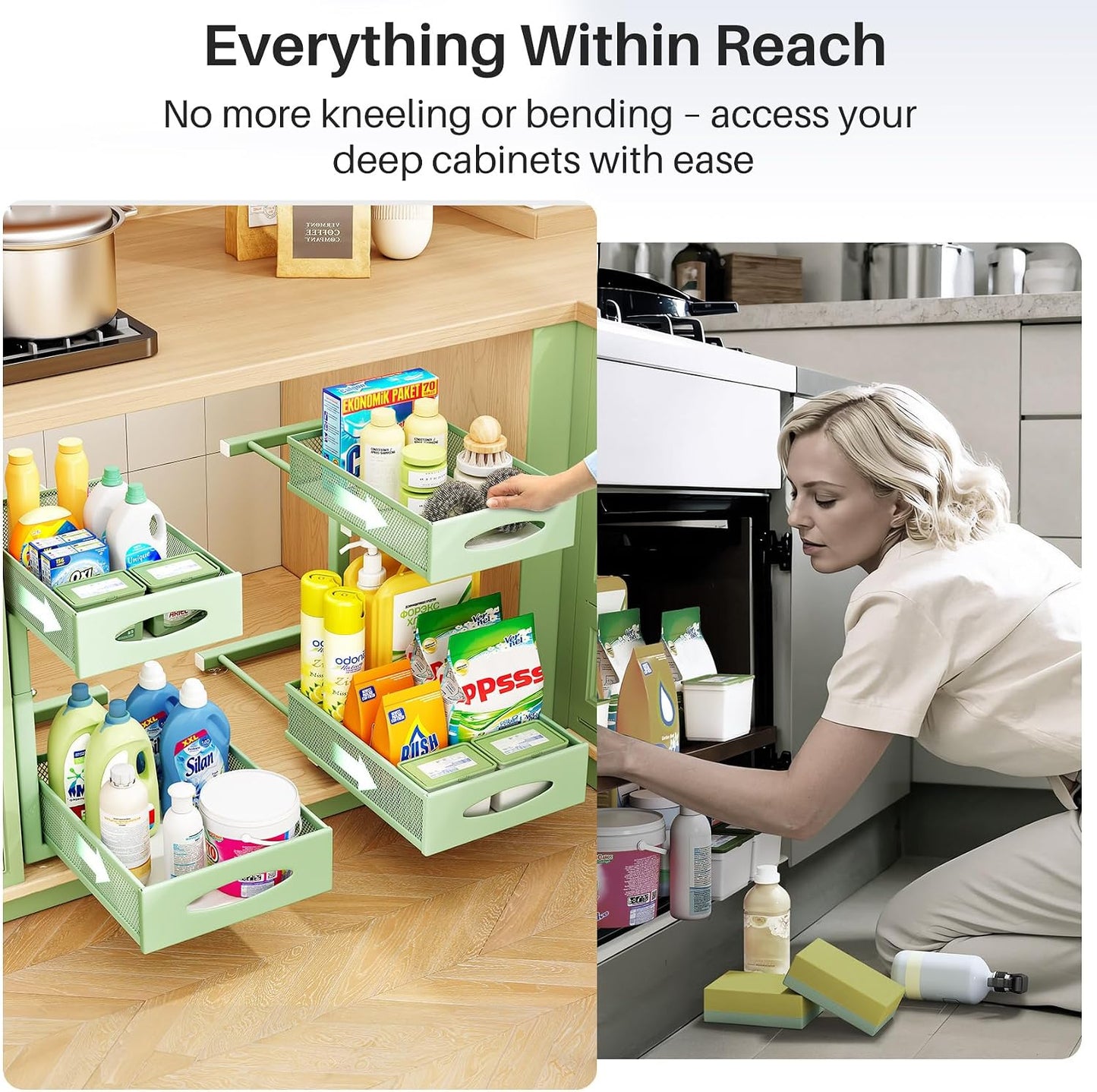 2-Tier Mesh Slide Out Under Sink Organizer & Cabinet Storage