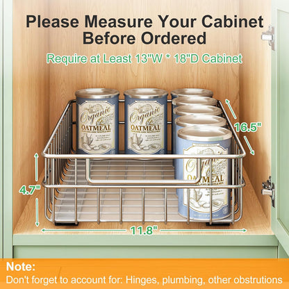 Stainless Steel Slide Out Cabinet Organizer with Silent Full-Extension Drawer