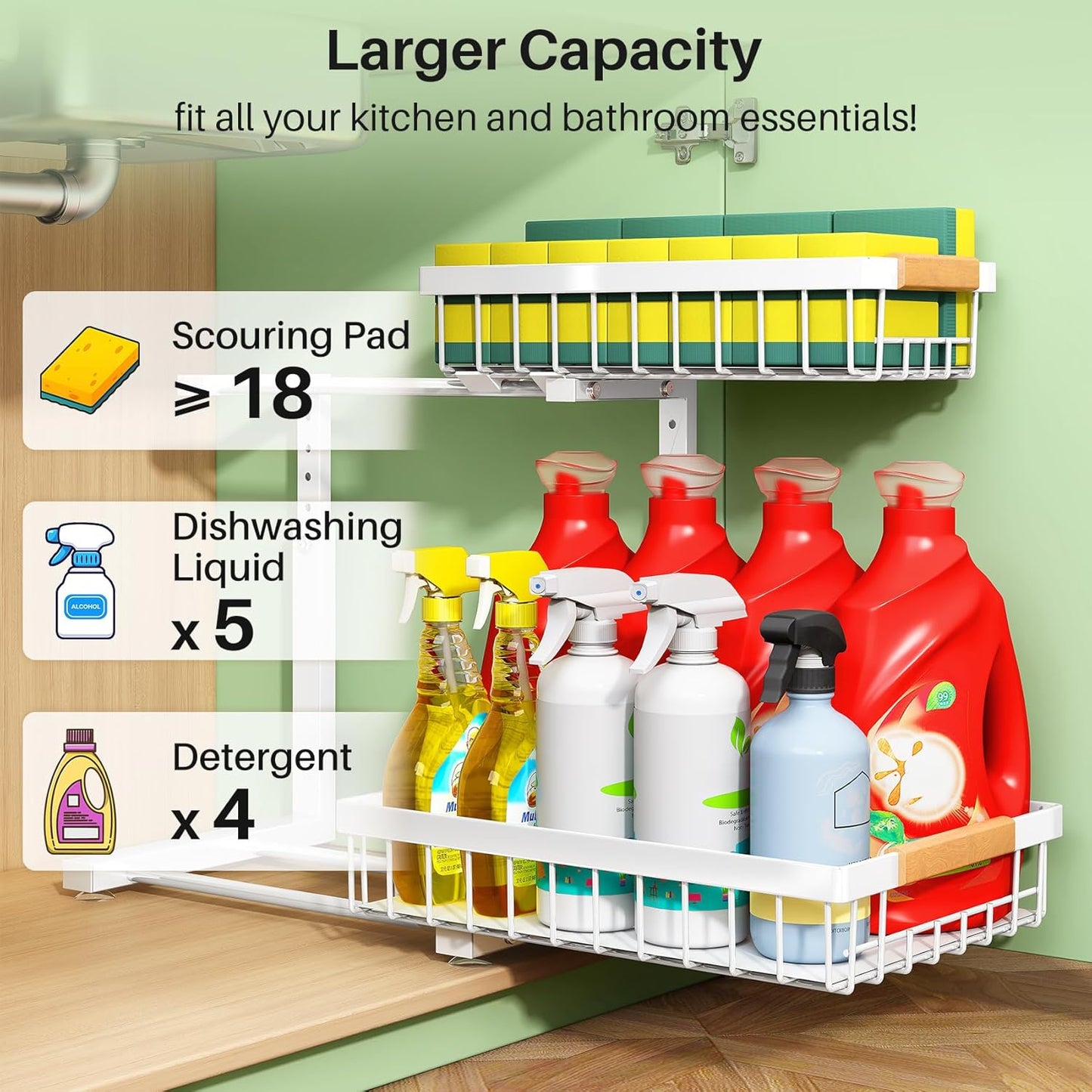 2-Tier Slide Out Under Sink Organizer & Cabinet Storage