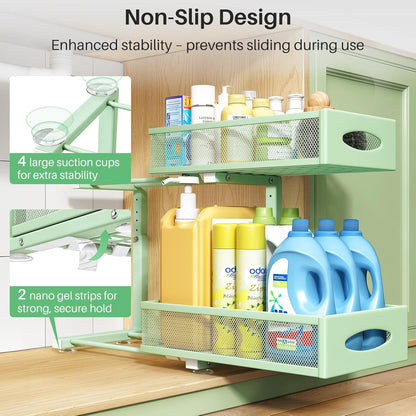 2-Tier Mesh Slide Out Under Sink Organizer & Cabinet Storage