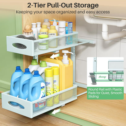 2-Tier Mesh Slide Out Under Sink Organizer & Cabinet Storage