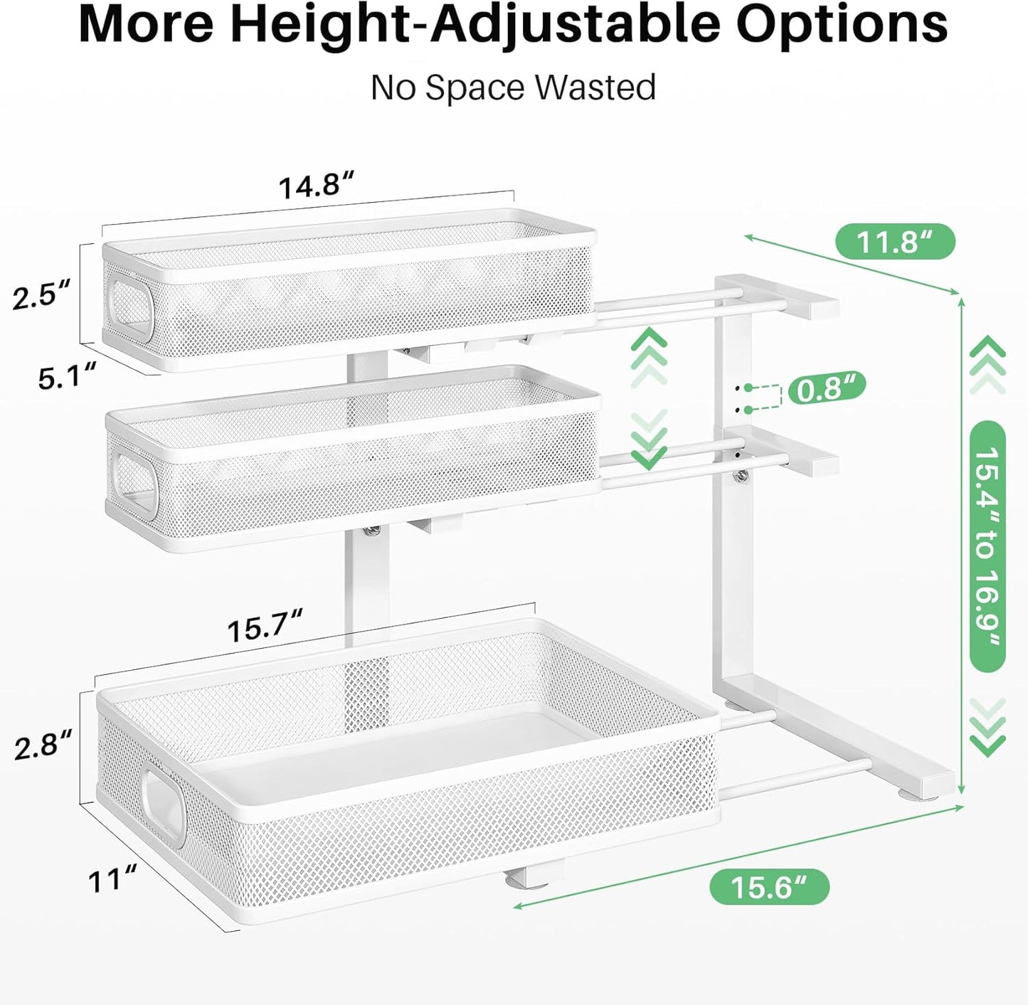 3-Tier Height Adjustable Slide Out Under Sink Organizer & Cabinet Storage