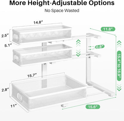 3-Tier Height Adjustable Slide Out Under Sink Organizer & Cabinet Storage