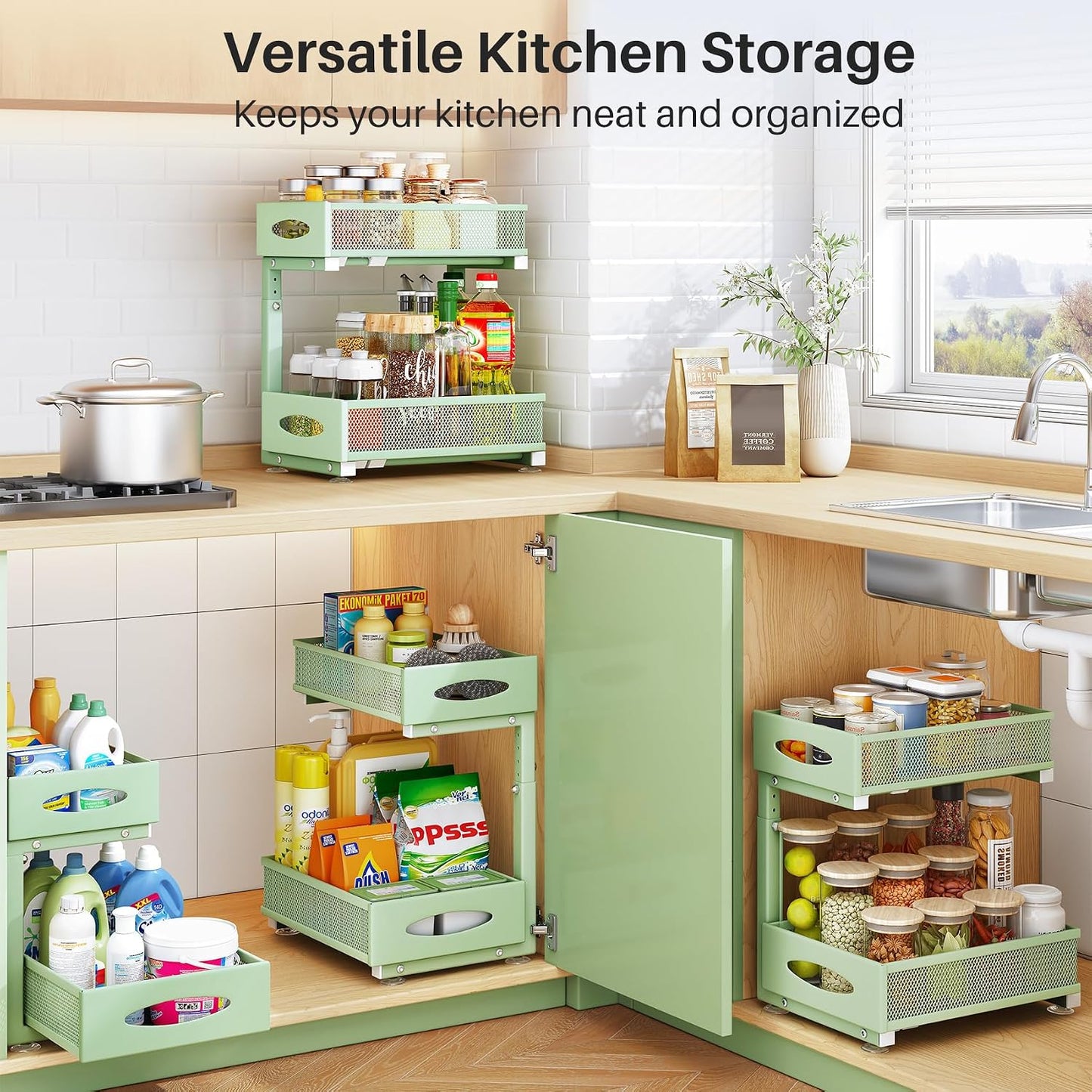 2-Tier Mesh Slide Out Under Sink Organizer & Cabinet Storage