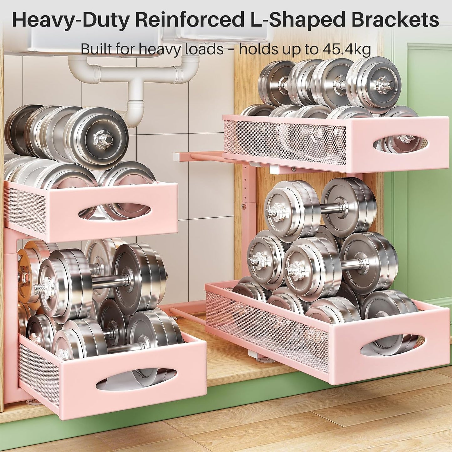 2-Tier Mesh Slide Out Under Sink Organizer & Cabinet Storage