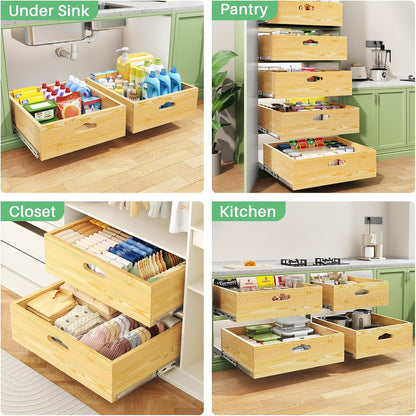 Soft Close Wooden Pull Out Cabinet Organizer & Roll Out Shelf