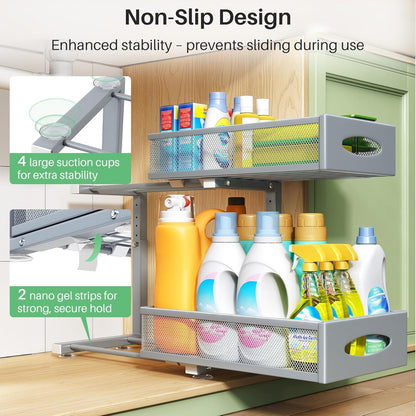2-Tier Mesh Slide Out Under Sink Organizer & Cabinet Storage