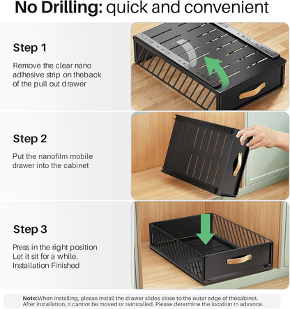 Heavy Duty Sliding Mesh Cabinet Organizer & Pull Out Pantry Drawer