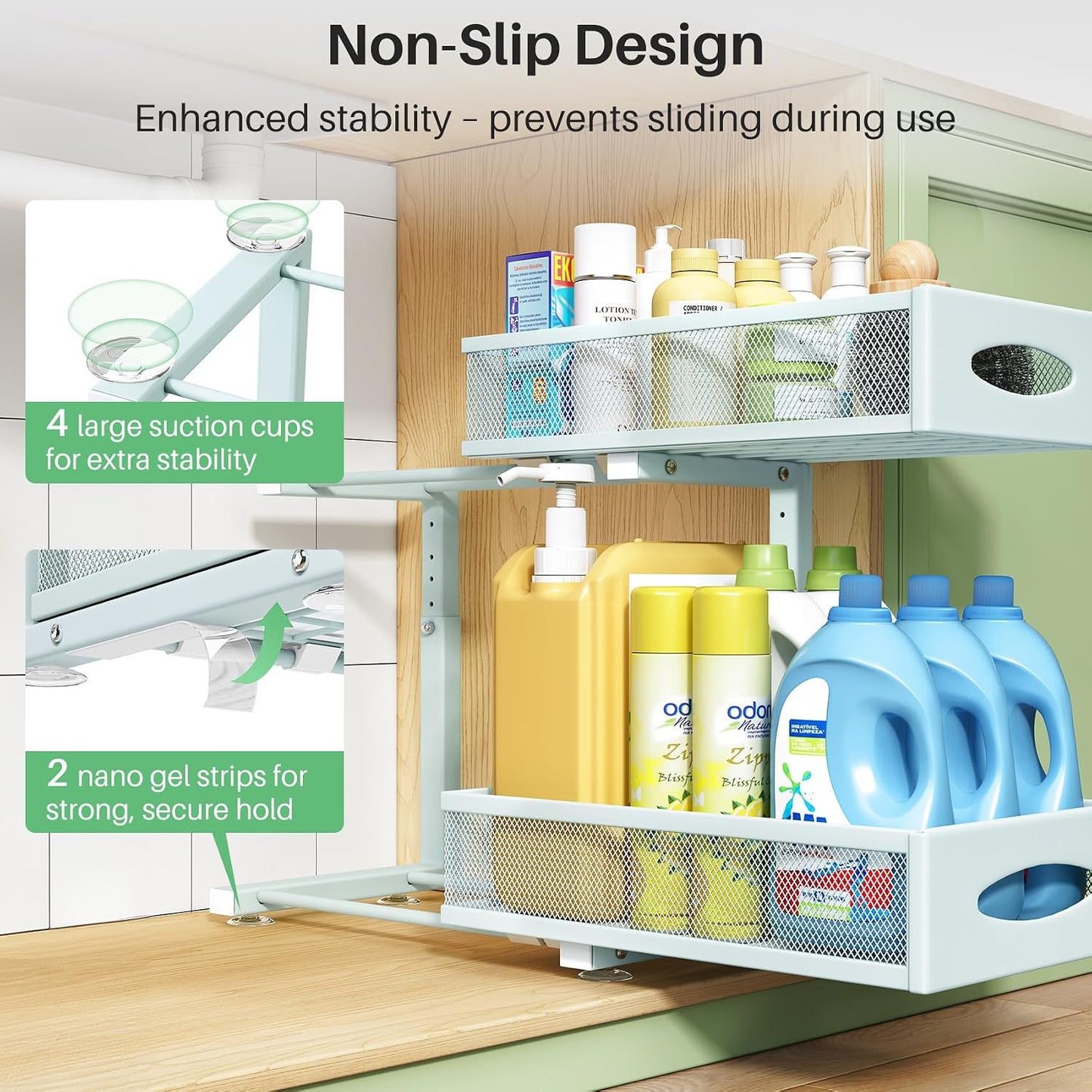 2-Tier Mesh Slide Out Under Sink Organizer & Cabinet Storage