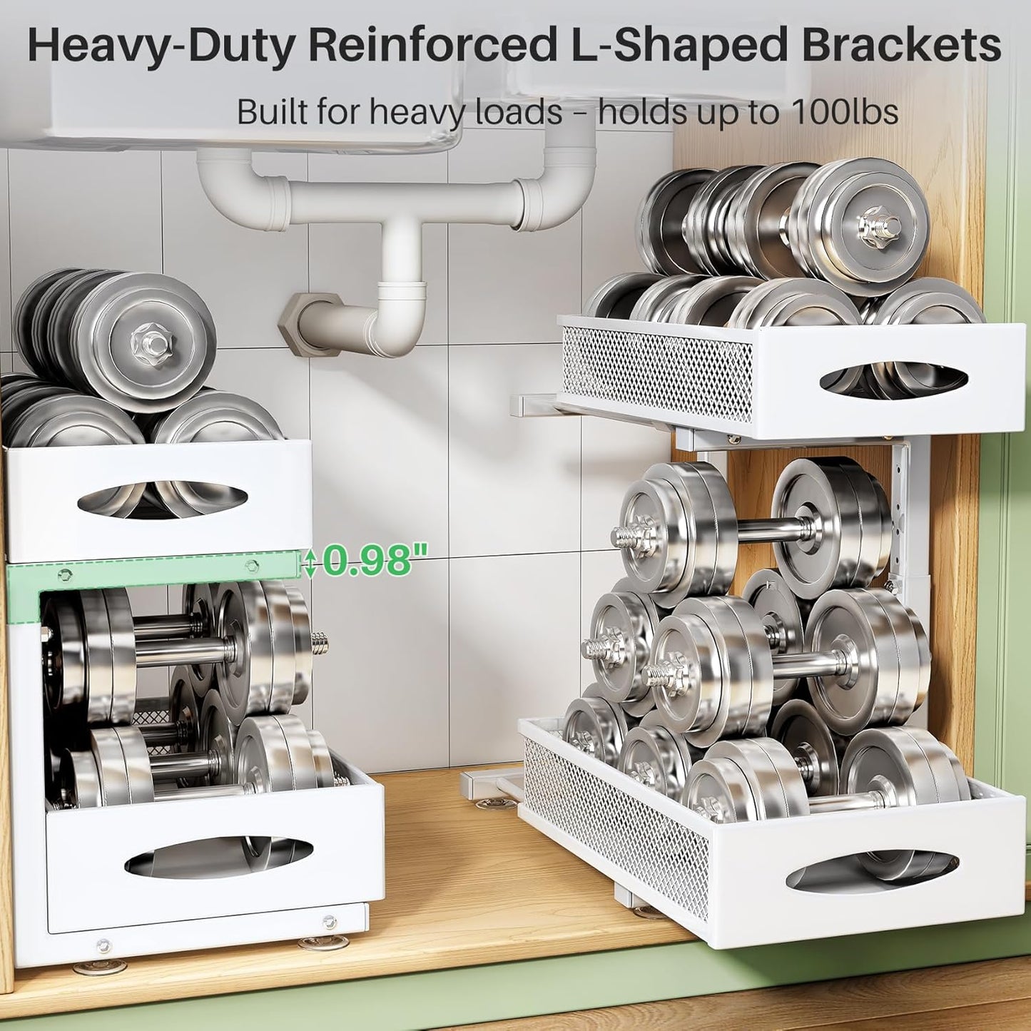 2-Tier Mesh Slide Out Under Sink Organizer & Cabinet Storage
