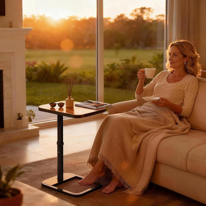 Adjustable Height TV Tray Table & C-Shaped Couch Snack Table