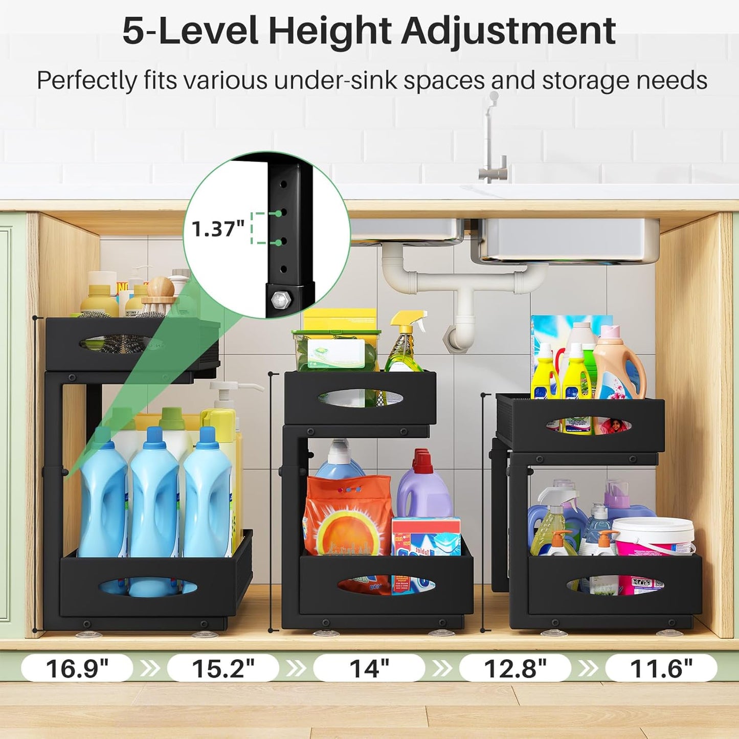 2-Tier Mesh Slide Out Under Sink Organizer & Cabinet Storage