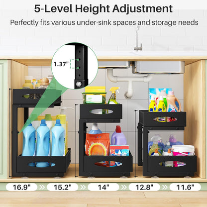 2-Tier Mesh Slide Out Under Sink Organizer & Cabinet Storage